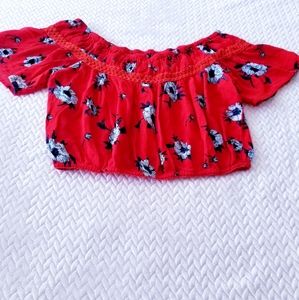 Red Floral Off the Shoulder Top